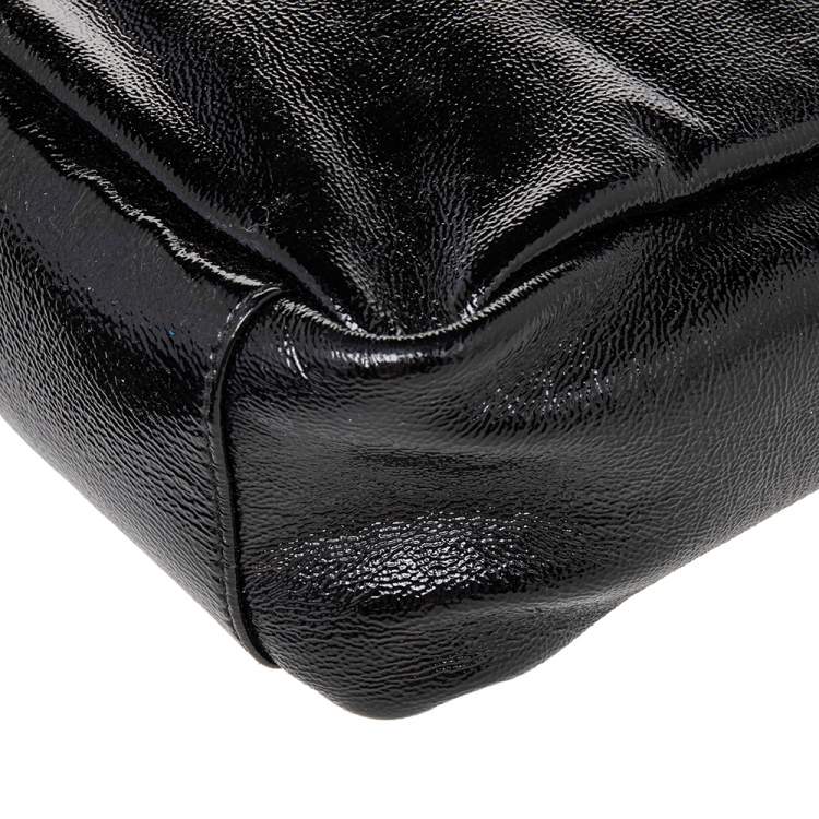 Pre Owned Yves Saint Laurent Black Leather Zip Hobo