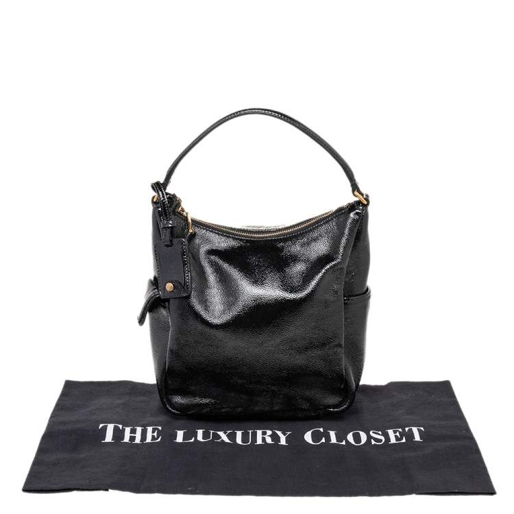 Pre Owned Yves Saint Laurent Black Leather Zip Hobo