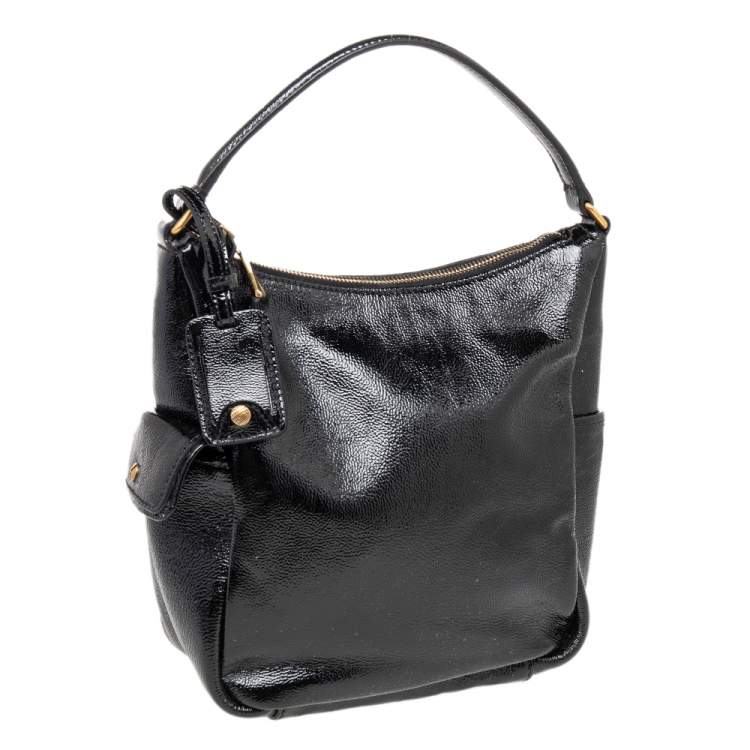 Pre Owned Yves Saint Laurent Black Leather Zip Hobo