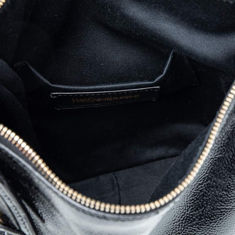 Pre Owned Yves Saint Laurent Black Leather Zip Hobo