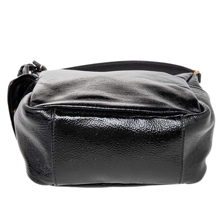 Pre Owned Yves Saint Laurent Black Leather Zip Hobo