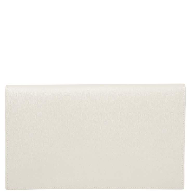 Pre Owned Saint Laurent Grey Grained Leather Uptown Pouch
