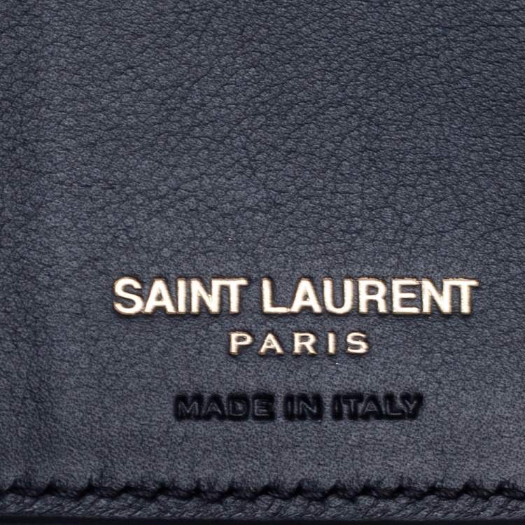 Pre Owned Saint Laurent Black Leather Chyc Compact Wallet