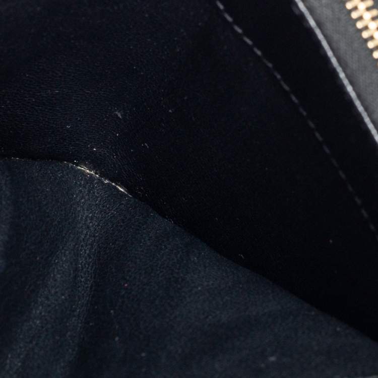 Pre Owned Saint Laurent Black Matelassé Leather Monogram Compact Wallet