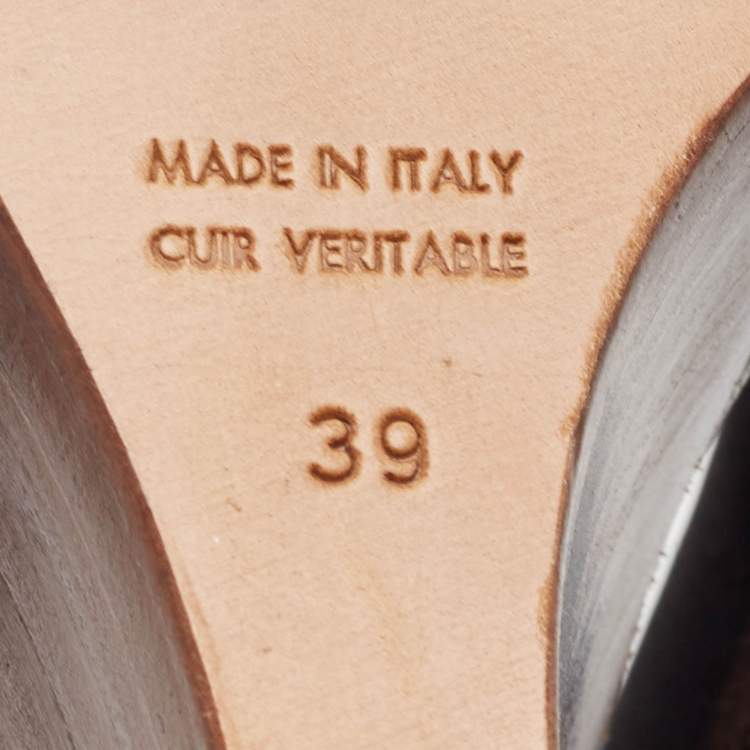 Pre Owned Yves Saint Laurent Brown Leather Wedge Sandals Size 39