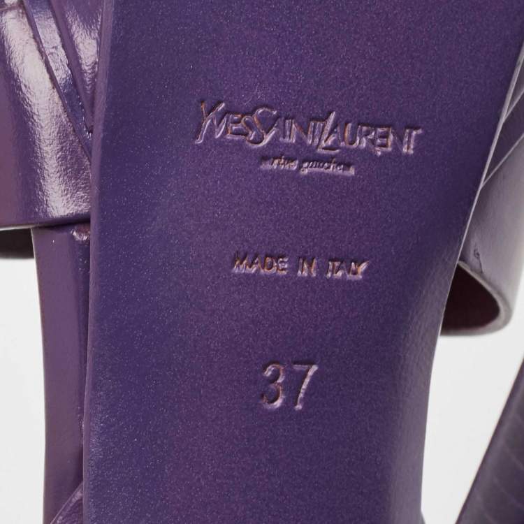 Pre Owned Yves Saint Laurent Purple Leather Tribute Sandals Size 37