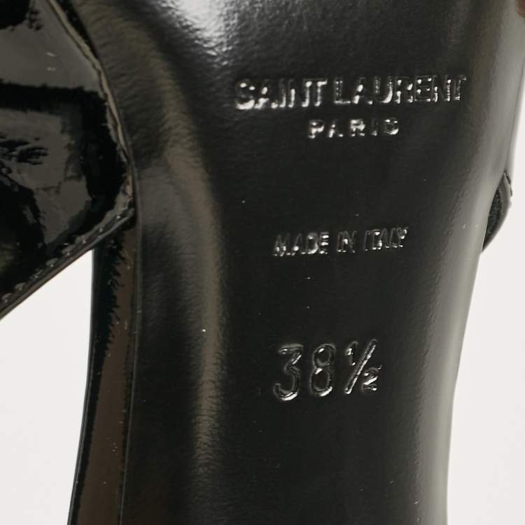 Pre Owned Saint Laurent Black Patent Leather Luna 105 Slingback Pumps Size 38.5