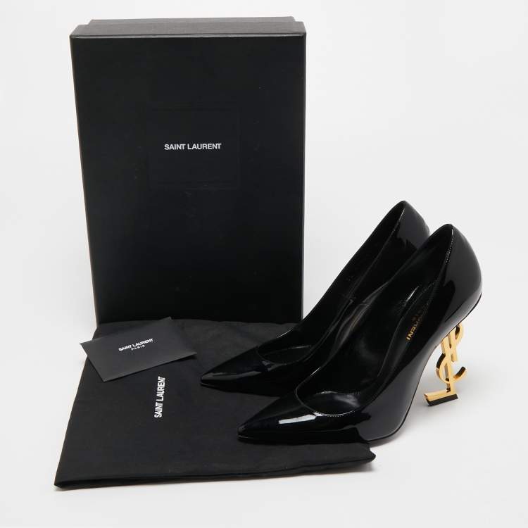 Pre Owned Yves Saint Laurent Black Patent Leather Opyum Pumps Size 38