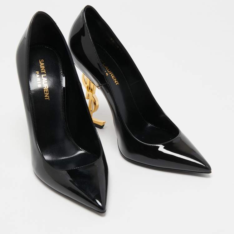 Pre Owned Yves Saint Laurent Black Patent Leather Opyum Pumps Size 38