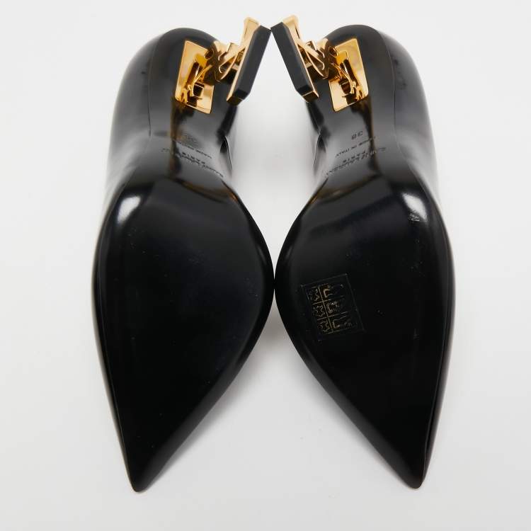 Pre Owned Yves Saint Laurent Black Patent Leather Opyum Pumps Size 38