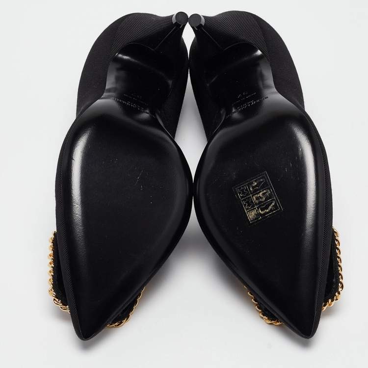 Pre Owned Yves Saint Laurent Black Canvas Pointed Toe Pumps Size 37