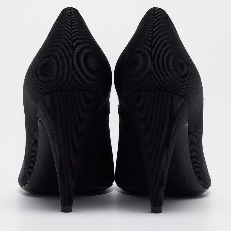 Pre Owned Yves Saint Laurent Black Canvas Pointed Toe Pumps Size 37