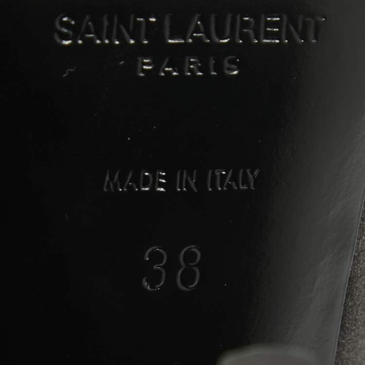 مملوكة مسبقًا Saint Laurent Black Satin Franky 115 Peep Toe Pumps Size 38