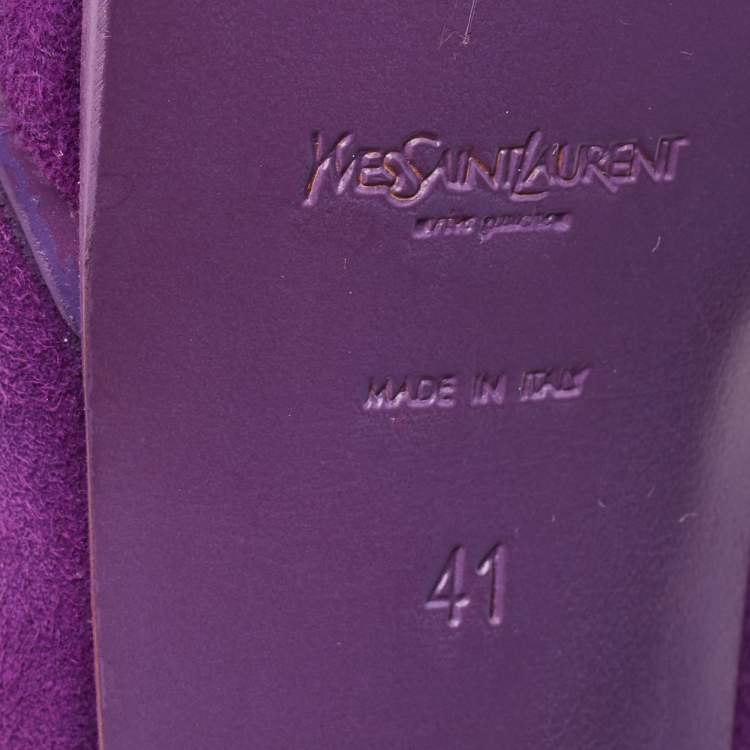 Pre Owned Yves Saint Laurent Purple Suede Slingback Platform Sandals Size 41