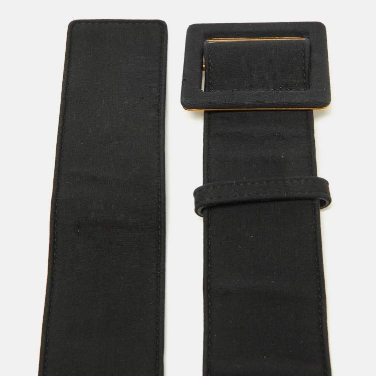 Pre Owned Yves Saint Laurent Black Fabric Waist Belt 90CM
