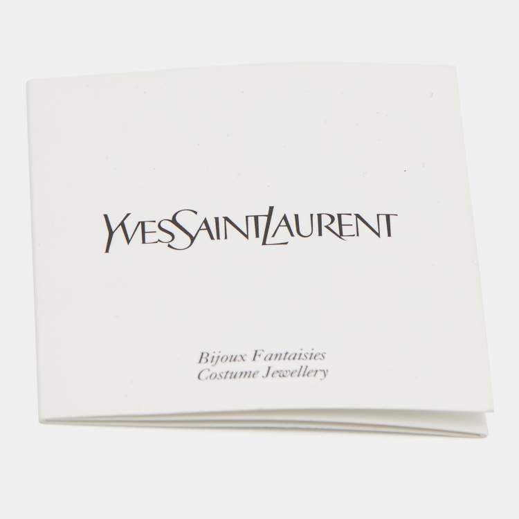 Pre Owned Yves Saint Laurent Gold Tone Crystal Embellished Clip-On Earrings