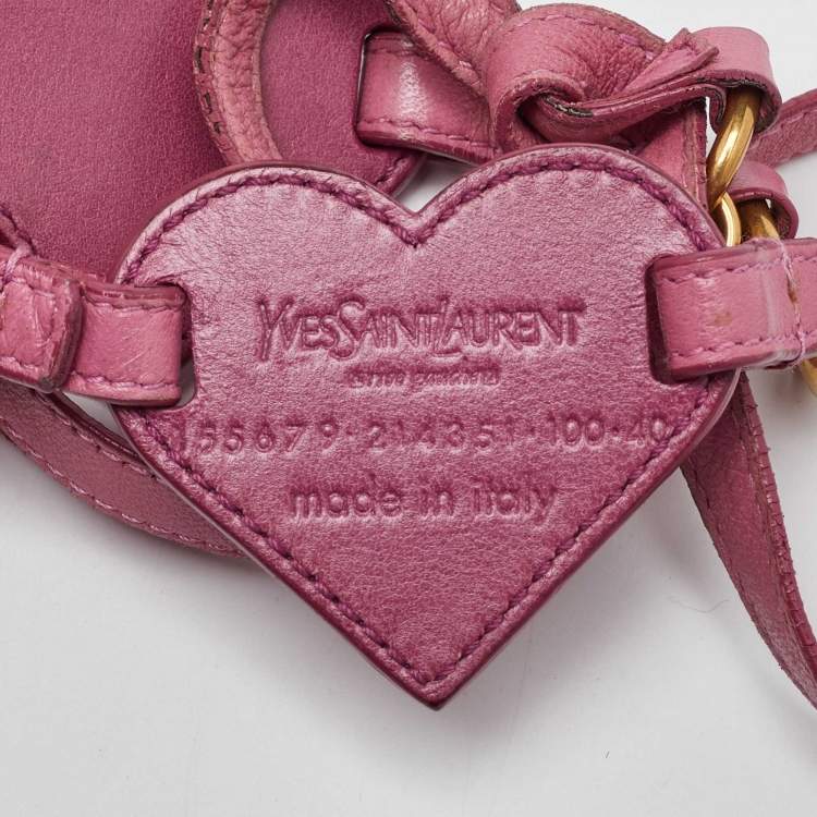 Pre Owned Yves Saint Laurent Pink Heart Chain Belt 100CM