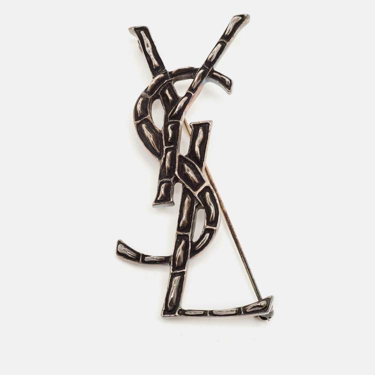 Pre Owned Yves Saint Laurent Opyum Antique Silver Tone Brooch