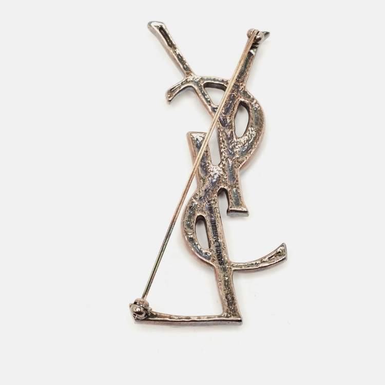 Pre Owned Yves Saint Laurent Opyum Antique Silver Tone Brooch