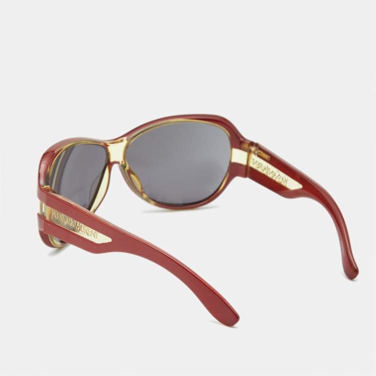Pre Owned Yves Saint Laurent Brown/Black 6183/S Oversized Sunglasses