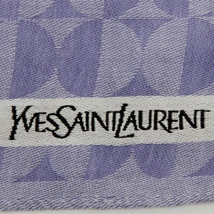 Pre Owned Yves Saint Laurent Vintage Lilac Circle Pattern Cotton Handkerchief