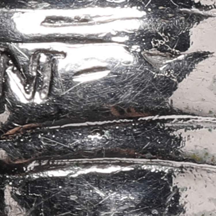 Pre Owned Yves Saint Laurent Arty Dots Green Cabochon Silver Tone Ring Size 49