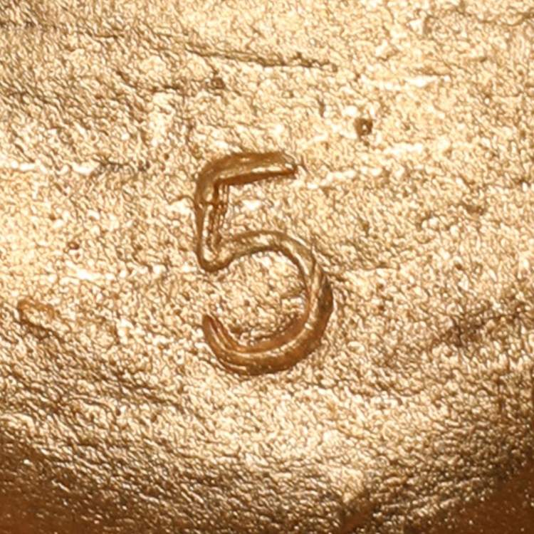 Pre Owned Yves Saint Laurent Arty Dots Green Cabochon Gold Tone Ring Size 49