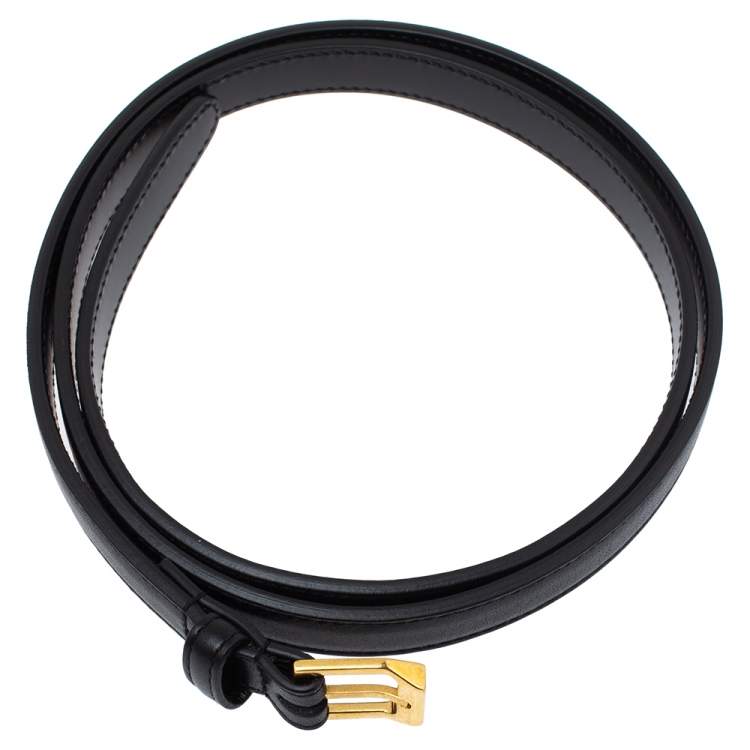 مملوكة مسبقًا Yves Saint Laurent Black Leather Belt 80CM