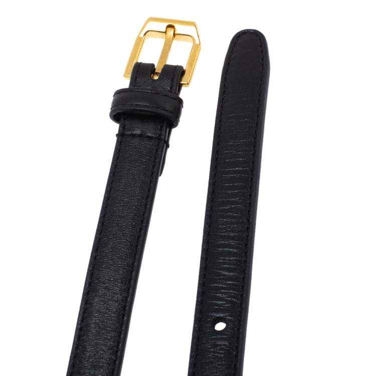مملوكة مسبقًا Yves Saint Laurent Black Leather Belt 80CM