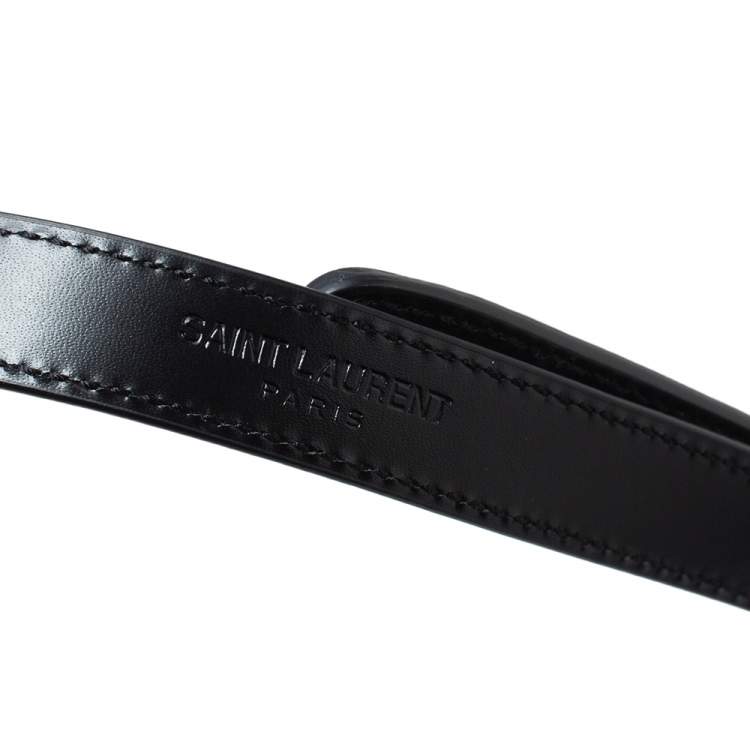 مملوكة مسبقًا Yves Saint Laurent Black Leather Belt 80CM