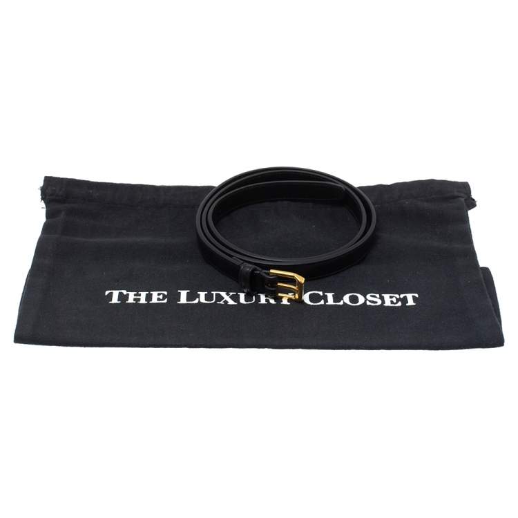 مملوكة مسبقًا Yves Saint Laurent Black Leather Belt 80CM