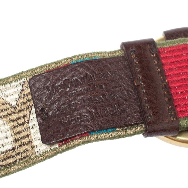 Pre Owned Saint Laurent Multicolor Woven Fabric Hip Belt Size 90