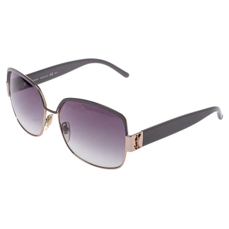 Pre Owned Yves Saint Laurent Rose Gold/Grey Gradient YSL 6301/S Square Sunglasses