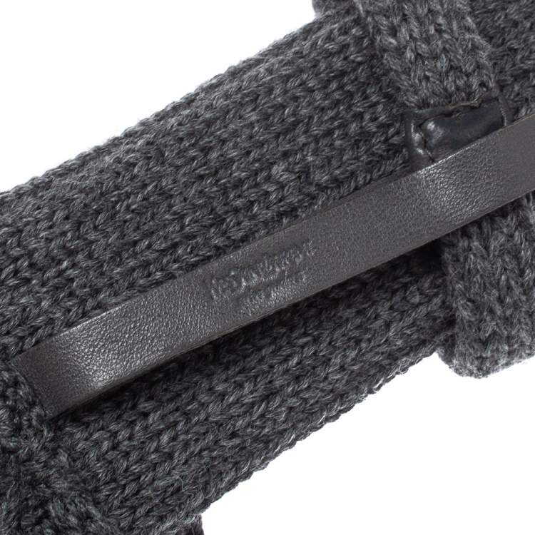 Pre Owned Yves Saint Laurent Grey Knitted Waist Belt 85CM