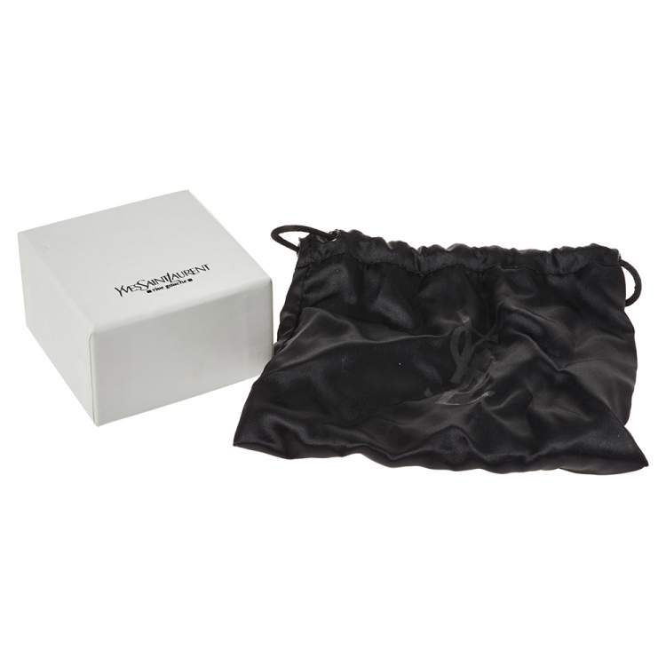 Pre Owned Yves Saint Laurent Black Cabochon Ovale Arty Ring Size EU 57