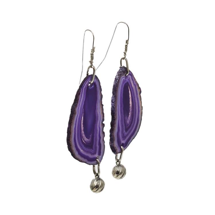 Pre Owned Yves Saint Laurent Agate Silver Tone Drop Earrings