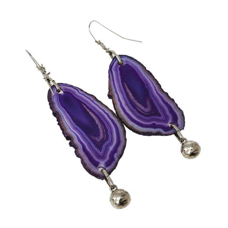 Pre Owned Yves Saint Laurent Agate Silver Tone Drop Earrings