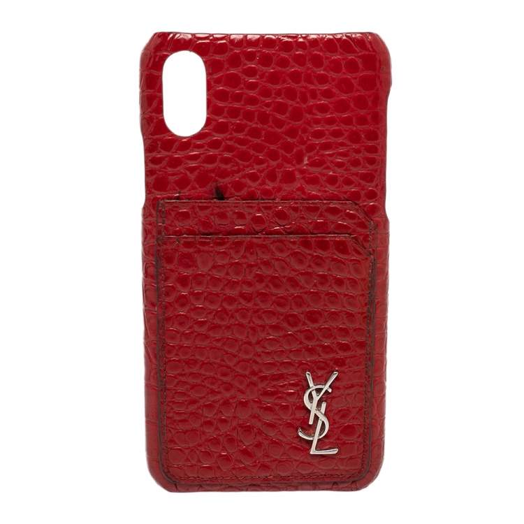 Saint Laurent Paris Red Croc Embossed Leather iPhone XS Max Case Yves Saint  Laurent | The Luxury Closet