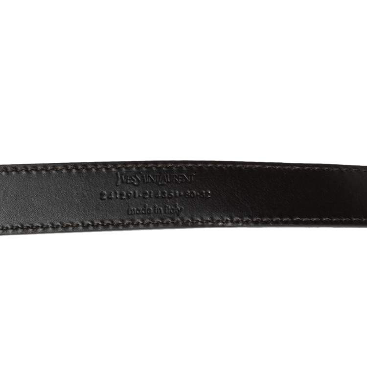 Pre Owned Yves Saint Laurent Brown Leather Y Buckle Belt 80CM