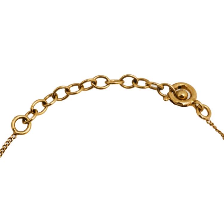 Pre Owned Yves Saint Laurent Paris Gold Tone Monogram Charm Bracelet