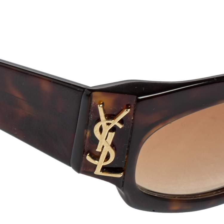 Pre Owned Yves Saint Laurent Tortoise/Brown Gradient YSL 6059/S Rectangular Sunglasses