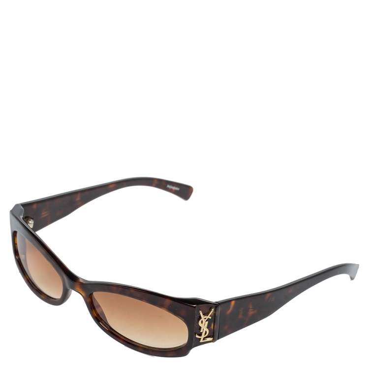 Pre Owned Yves Saint Laurent Tortoise/Brown Gradient YSL 6059/S Rectangular Sunglasses