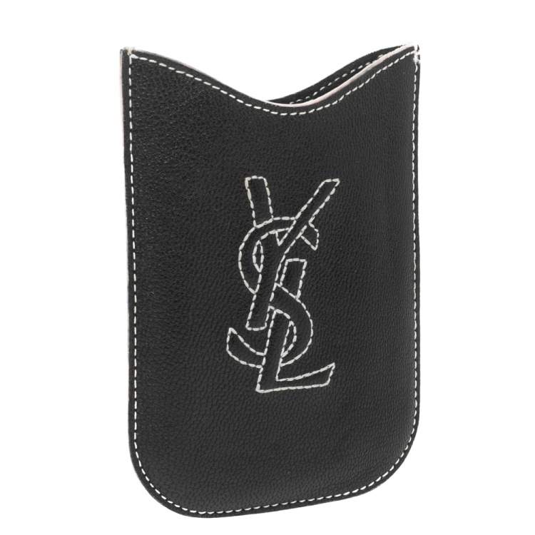 Pre Owned Yves Saint Laurent Black Leather Phone Cover