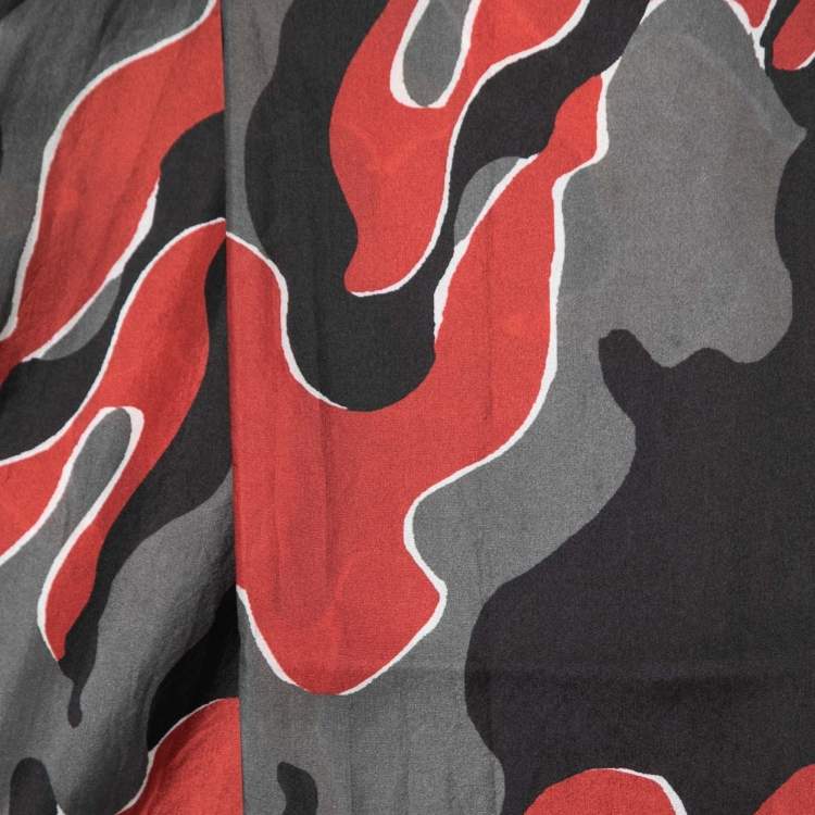 Pre Owned Yves Saint Laurent Multicolour Camo Print Silk Scarf