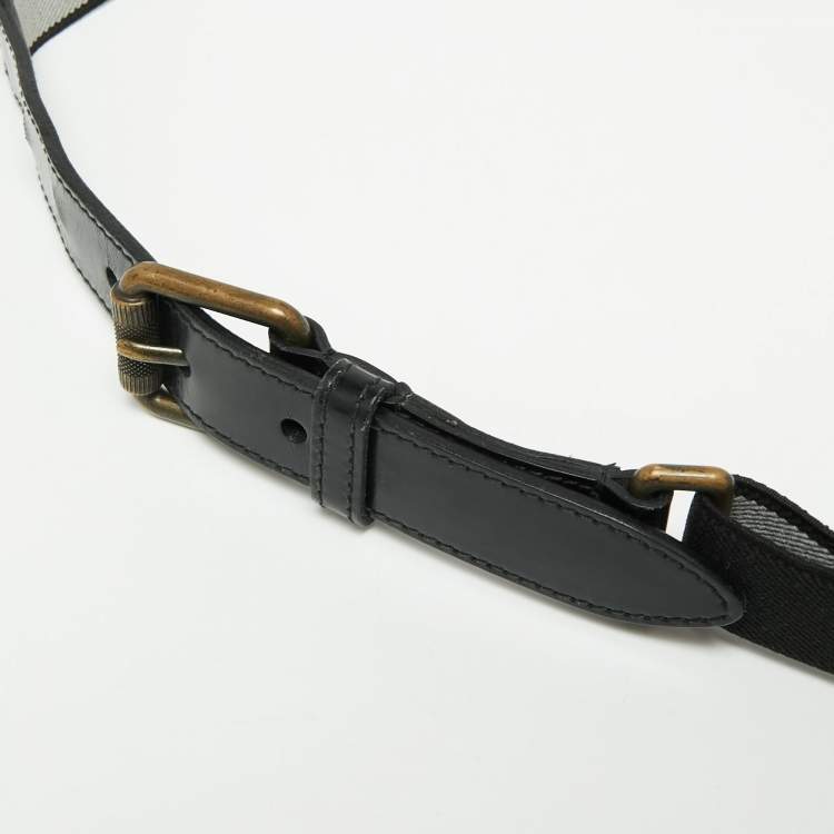 Pre Owned Yves Saint Laurent Black Canvas and Leather Buckle Belt