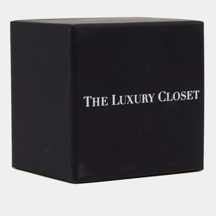 Pre Owned Saint Laurent Arty Turquoise Glass Cabochon Gold Tone Ring Size 52.5