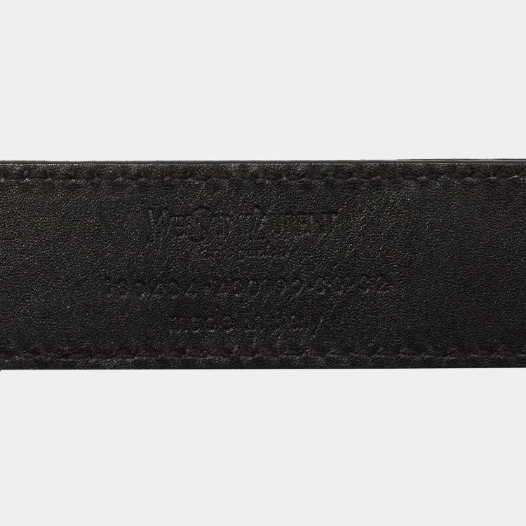 Pre Owned Yves Saint Laurent Black Leather Chain Detail Waist Belt 80CM