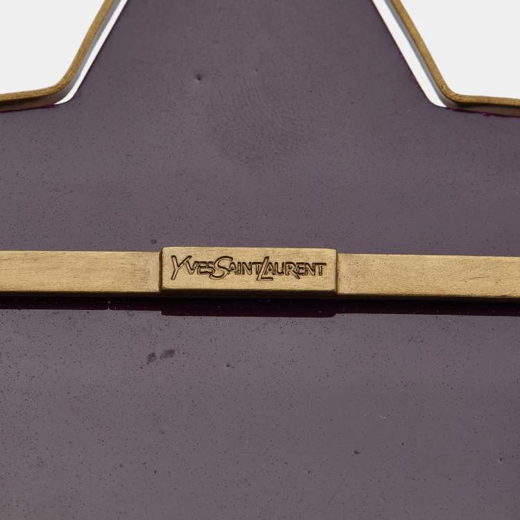 Pre Owned Yves Saint Laurent Purple Gold Tone Metal Brooch