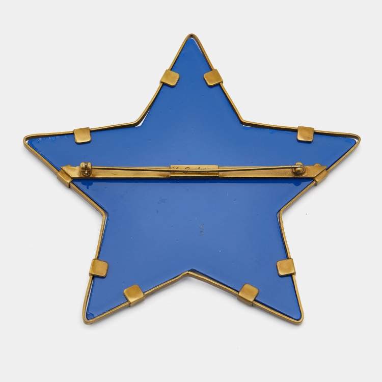 Pre Owned Yves Saint Laurent Blue Plexiglass Star Brooch