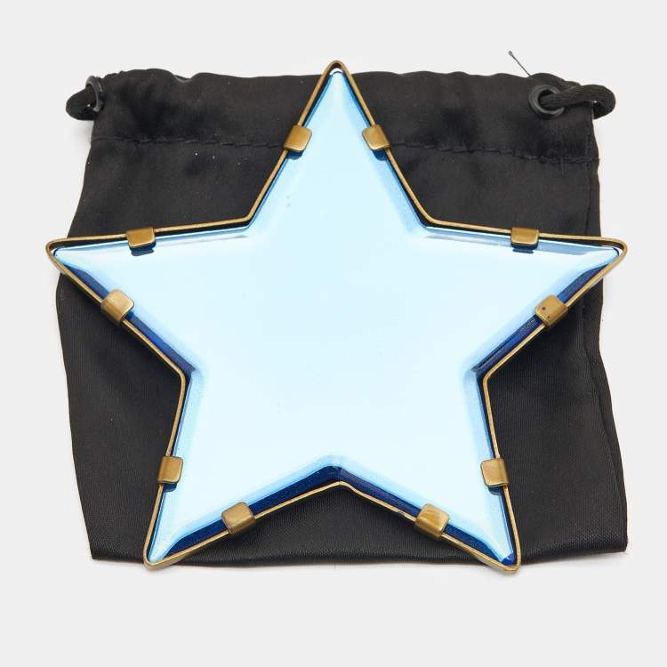 Pre Owned Yves Saint Laurent Blue Plexiglass Star Brooch